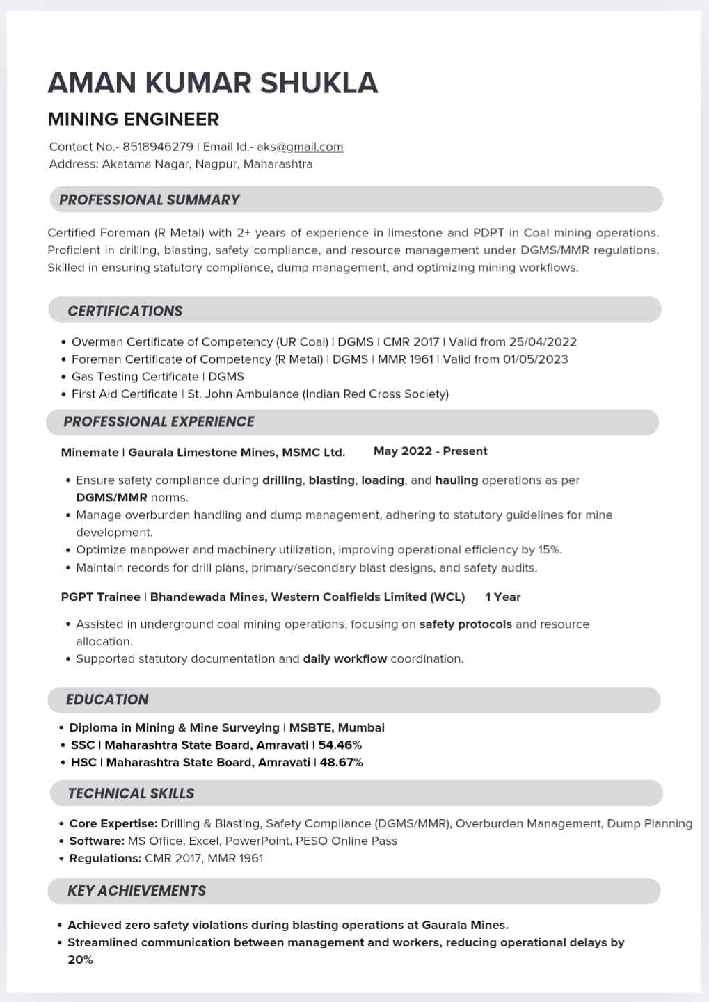Mid Level Resume