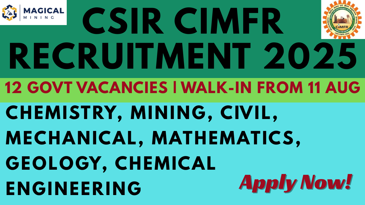 CSIR-CIMFR Recruitment 2025